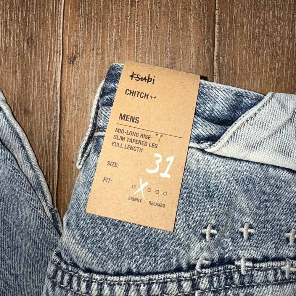 KSUBI Chitch Retrorade Thrashed Blue Slim Straight Tapered Distressed 31x33